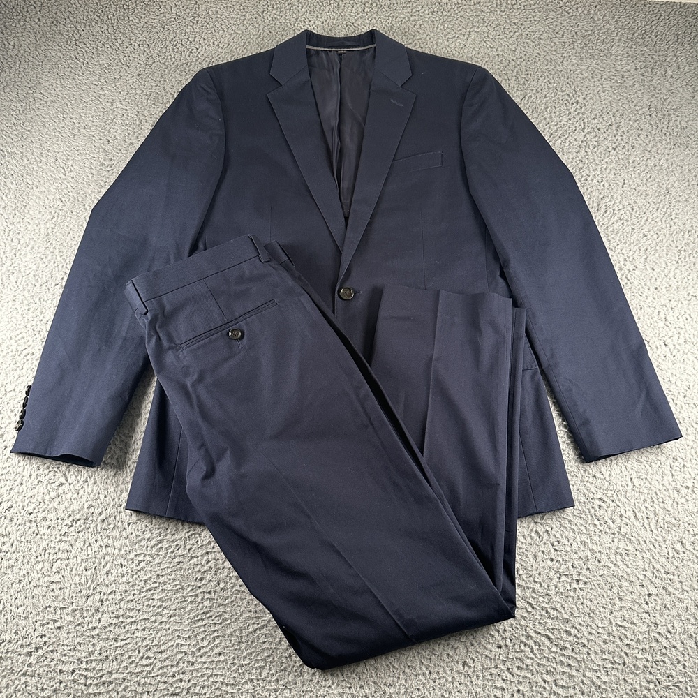 J.Crew Ludlow Suit 2 Piece Mens 38R 32x30 Blue Cotton Slim Fit Larusmiani NWT
